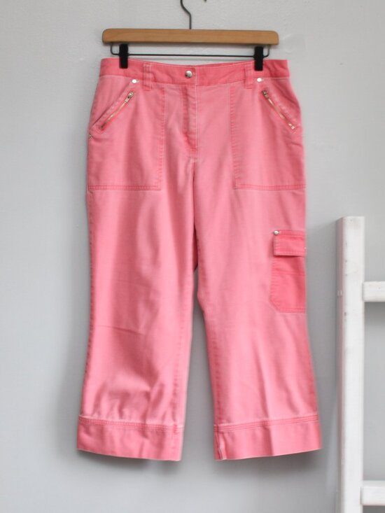 Bushwacker Pants - Bushwacker Pink Peachy Vintage Y2K Capri Cropped Cargo Utility Pants Size 10